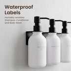 MaisoNovo Shampoo and Conditioner Dispenser - Shower Soap Dispenser Wall Mounted - 16.9 fl oz Set of 3 White Plastic Bottles Black Pump - 3 Chamber No Drill