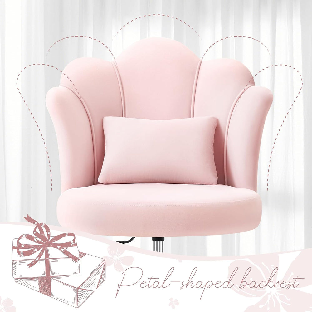 BestGlory Petal Vanity Chair with Wheels, 3.15" Extra Thick Comfy Makeup...