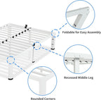 18 Inch Queen Size White Bed Frame, 3500Lbs Heavy Duty Metal Platform with Round Corner Legs Mattress Slide Stopper, Steel Slat Support No Box Spring Needed, Noise Free, Easy Assembly