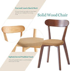 Walnut Solid Wood Chairs Set of 4 for Living Room and Home Kitchen, with Khaki Fixed Cushion (Louis-4 Walnut, Walnut/Khaki)