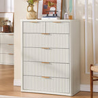 LEYAOYAO Fluted 6 Drawers Dresser for Bedroom Set of 2, 42" Tall Modern Chest of Drawers with Metal Handle, Curved Profile Design,White Wood Drawer Organizer for Bedroom, Living Room, Hallway
