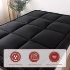 WhatsBedding Japanese Floor Mattress Futon Mattress 3" Black Tatami Mat Shredded Memory Foam Filled Sleeping Pad, Foldable & Portable Roll Up Lounger Camping Bed for Kids and Adult,Queen Size 60"x 80"