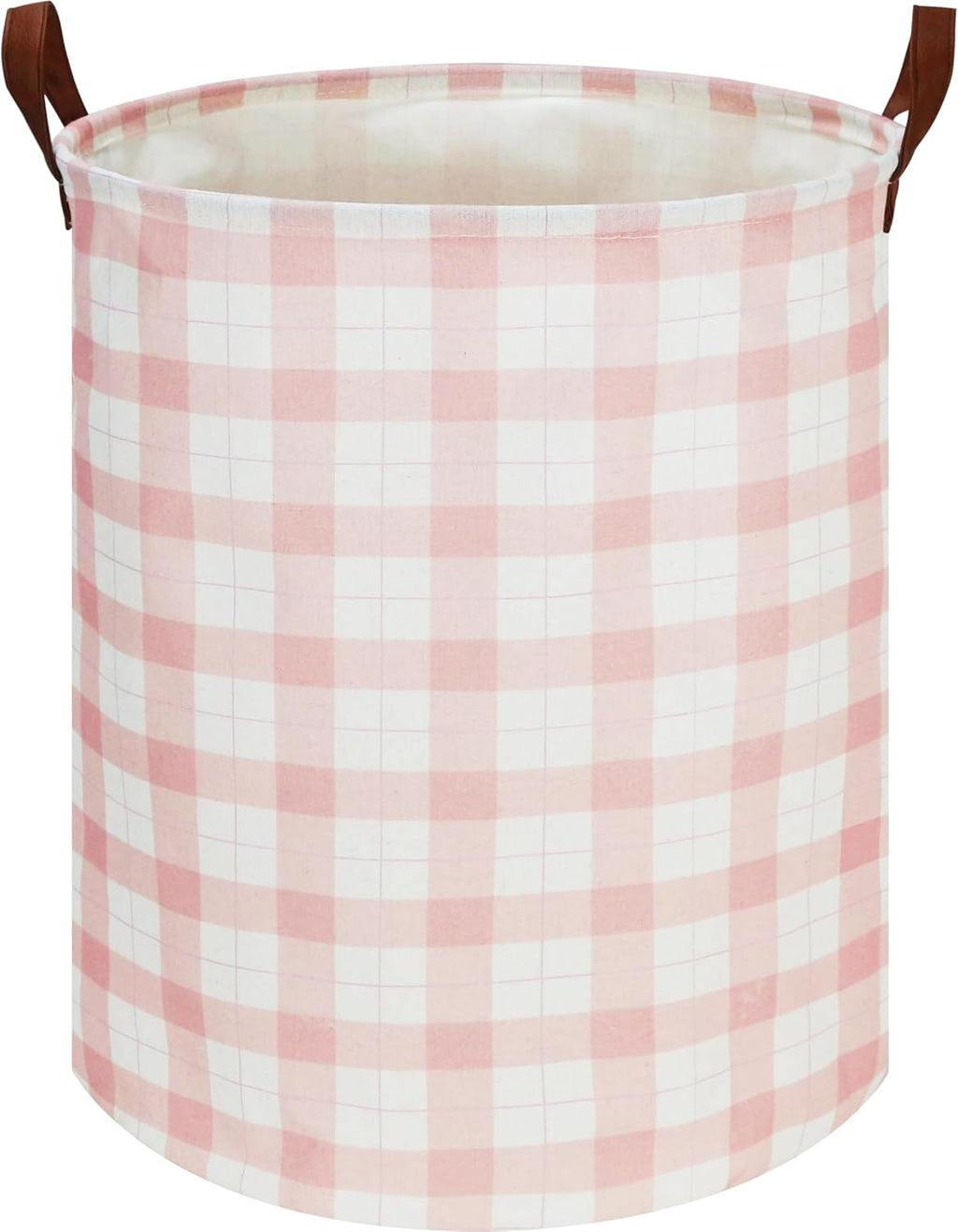 CLOCOR Laundry Basket, Waterproof Fabric Storage Container, Room Decor, Gift Basket(Pink Grid)