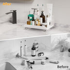Quick Dry Electric Toothbrush Holder 4 Slots Metal Bathroom Counter Organizer for Toothpaste Razor Mouthwash, White