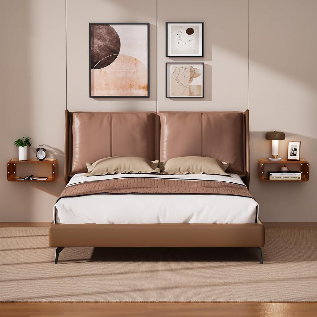 Acrylic Floating Nightstand, Bedside Table, Nightstand Shelf Wall Mounted Bedside Shelf (Dark Brown, Small)