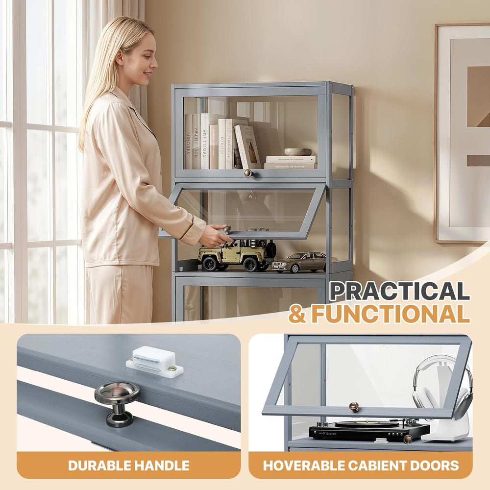 Magshion Display Cabinet, 4-Tier Curio Cabinet with Acrylic Doors | 55" ...