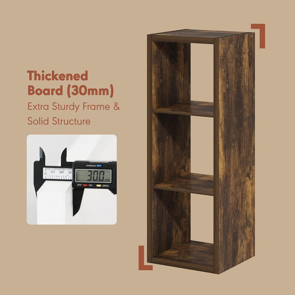 Furinno Cubicle Record Player Stand, 3-Cube Record Storage, Amber Pine