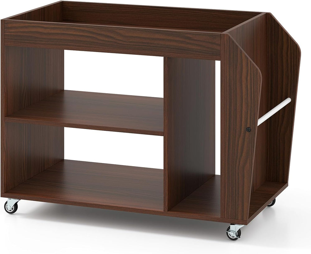 Giantex Rolling End Table with Storage, 3-Tier Side Table with Magazine Rack ...