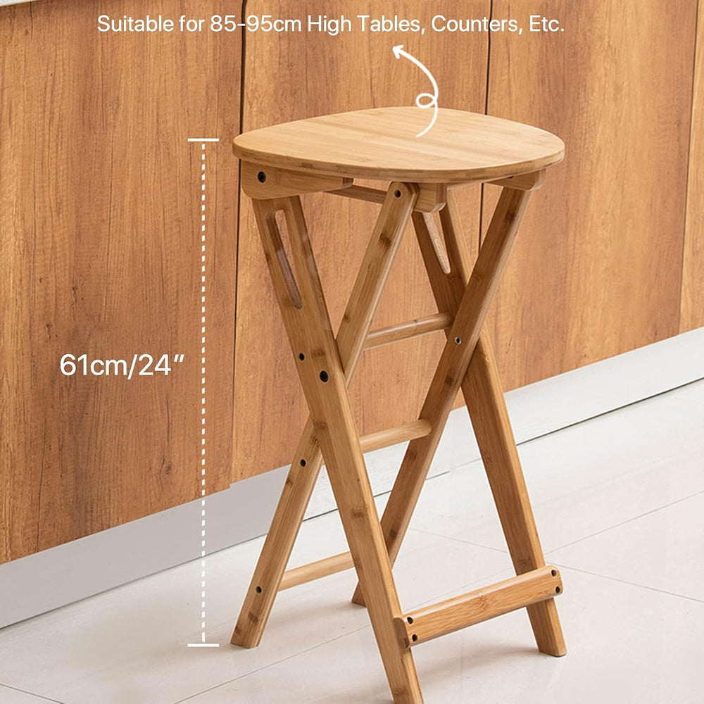 Foldable Stool 24inch Folding Bar Stool Wood Kitchen Stool Without Backrest f...