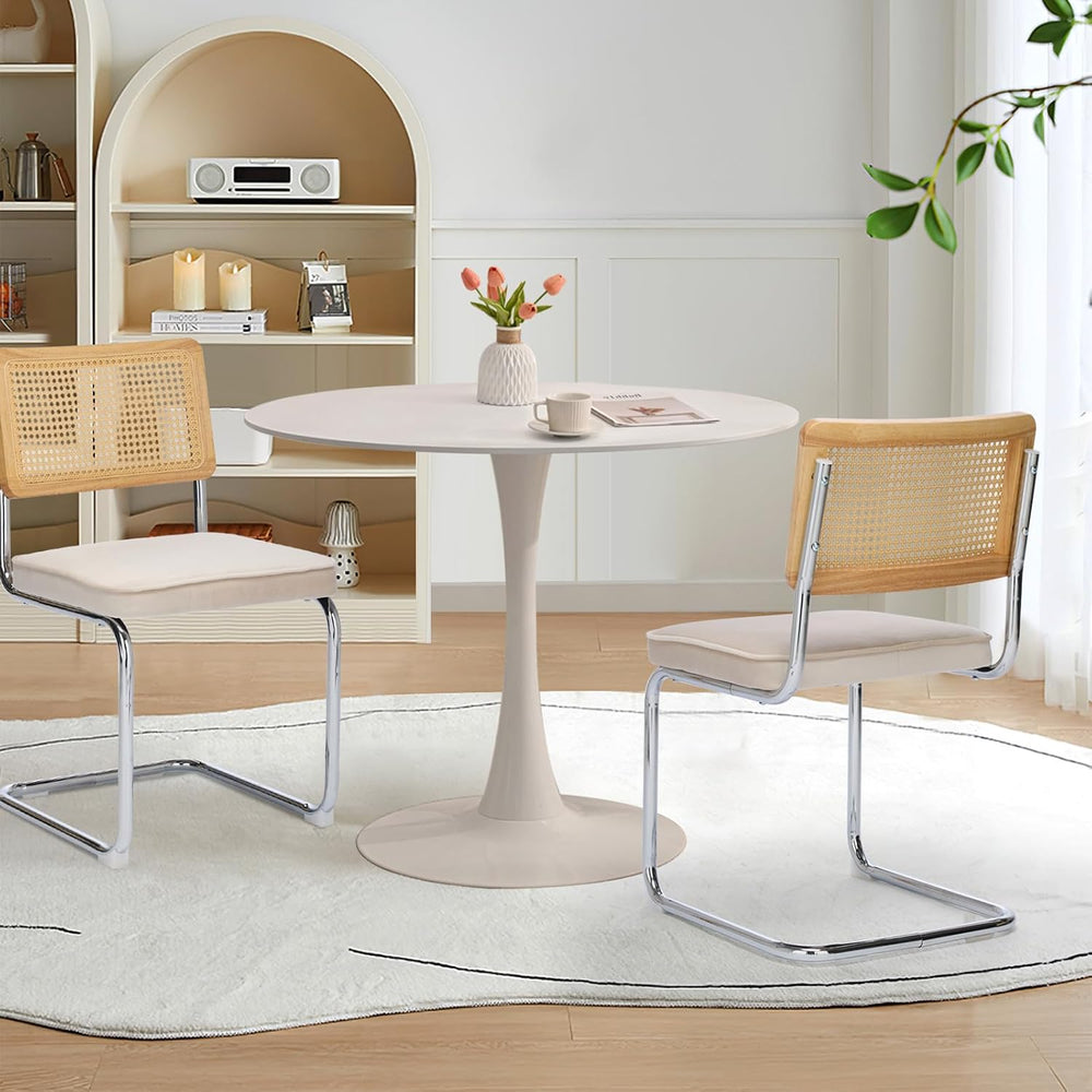 31.5" Small Round Kitchen Table Set for 2 with Velvet Upholstered Chairs