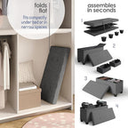 STORAGEBUD Storage Ottoman Bench with Bins, 30-in Storage Bench for Bedroom End of Bed, Folding Foot Rest Ottoman for Living Room Max 660lbs, Fabric Ottomans, Grey