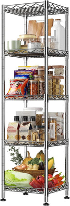 5 Wire Shelving Metal Shelves Storage Rack:Adjustable Storage Shelves Standing Shelf Units and Narrow Shelf for Laundry Bathroom Kitchen Pantry Closet Office 12''Wx12''Dx49''H Chrome