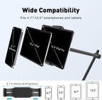 AboveTEK Tablet Stand Holder for Desk & Bed, Aluminum iPad Holder Arm with 360° Rotating Clamp, Adjustable Phone Stand Compatible with 4.7"-13.5" iPad Pro/Air/Mini, iPhone, Galaxy Tab- Black