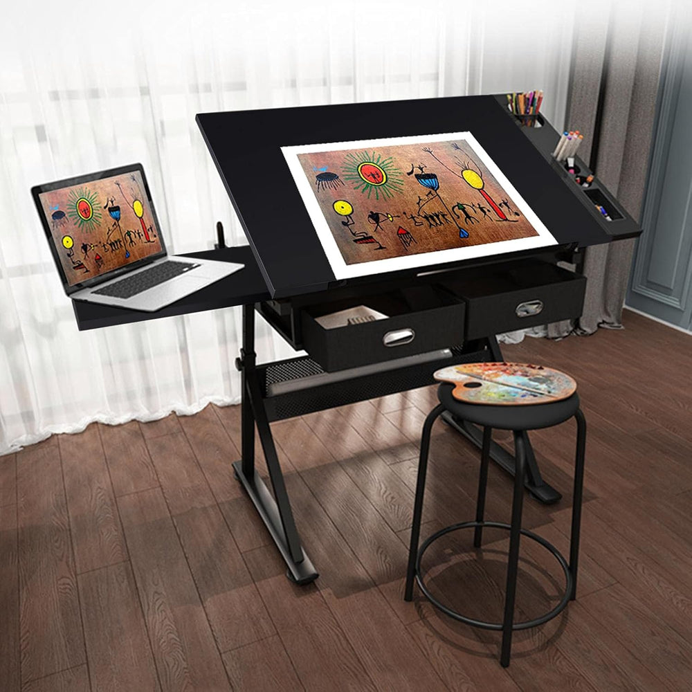 Yaheetech Art Craft Table Drawing Table Height Adjustable Drafting Desk Work ...