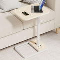 GOYLSER C Shaped End Table for Couch, Height Adjustable Rotatable Couch Tray Tables Sofa Table Tv Trays for Bedroom, Natural Wooden Swivel Side Table for Small Spaces