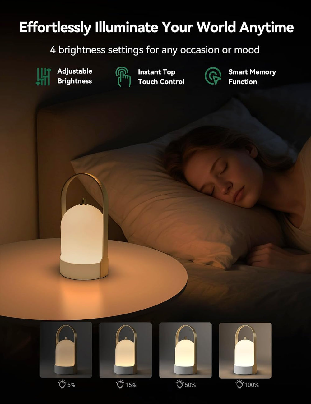 Tubicen Rechargeable Table Lamp Outdoor Portable Lantern IP44 Waterproof