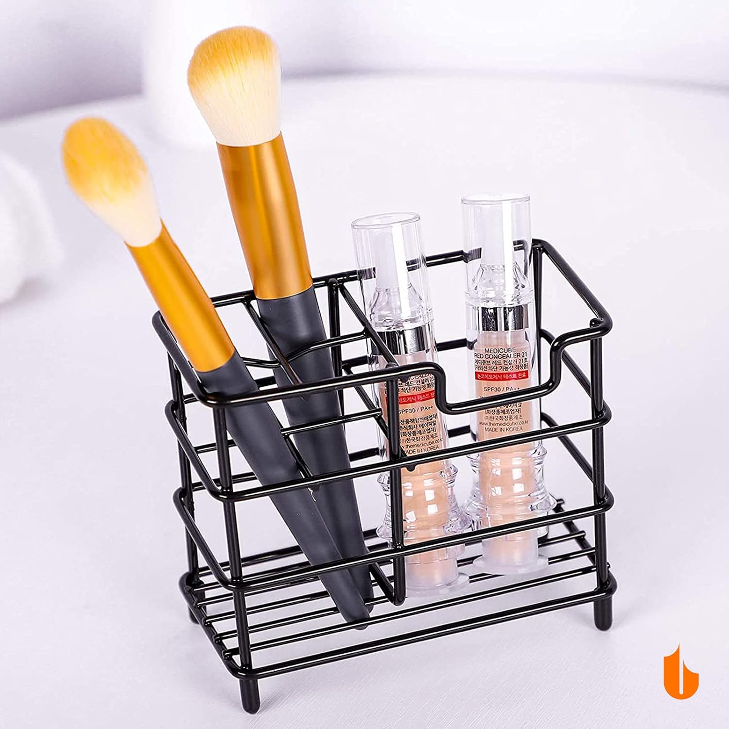 Urbanstrive 304 Stainless Steel Bathroom Toothbrush Holder Toothpaste Holder Stand Bathroom Accessories Organizer (Silver, Small)