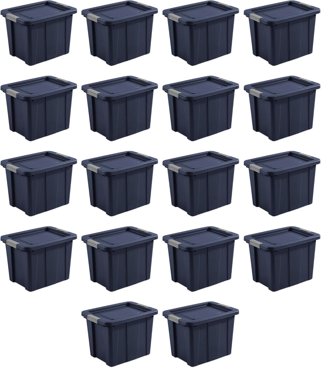 Sterilite 18-Pack Storage Bins with Lids, Heavy Duty Totes, Tuff1, 18 Gallon, Dark Indigo