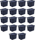Sterilite 18-Pack Storage Bins with Lids, Heavy Duty Totes, Tuff1, 18 Gallon, Dark Indigo
