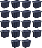 Sterilite 18-Pack Storage Bins with Lids, Heavy Duty Totes, Tuff1, 18 Gallon, Dark Indigo