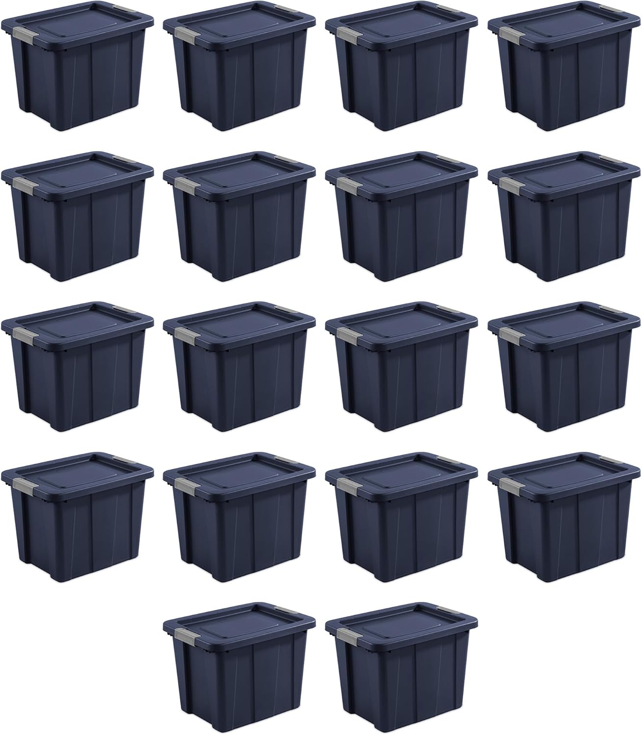 Sterilite 18-Pack Storage Bins with Lids, Heavy Duty Totes, Tuff1, 18 Gallon, Dark Indigo