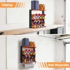 Spray Bottle Holder Wall-Mounted, Aerosol Spray Can Holder, Heavy Duty Paint Bottle Organizer with 8 Can Holes 80 LBS, Utility Storage Rack with Paper Towel Holder for Garage, Shop or Tool Trailer