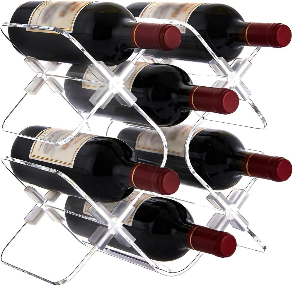 Acrylic 6 Bottle Countertop Wine Rack, Clear Freestanding Tabletop Holder | C...