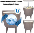 Vipush Outdoor Cooler Table, 10 Gal Adjustable Height Patio Bar Table | 3-in-1 Ice Cooler, Cocktail Table and Pool Deck Cool Bar for Party,Patio, Poolside and Backyard Garden Decor