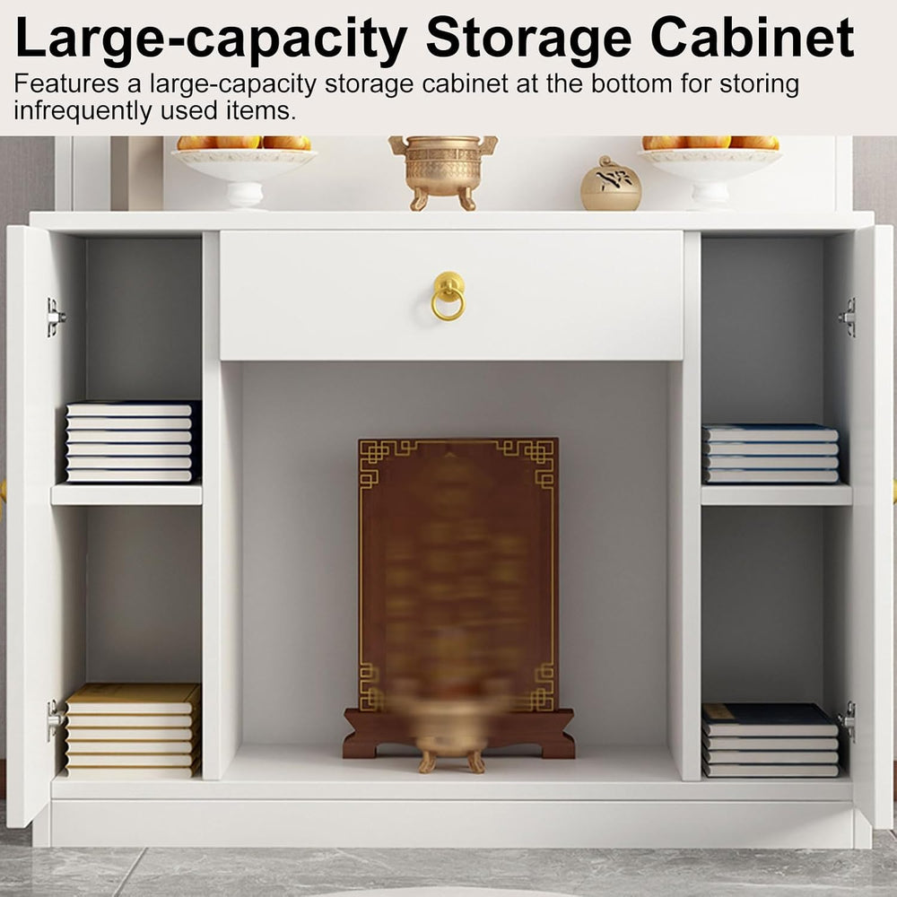 Retro Style Buddhist Altar Table with Drawers, Modern Side Table, Altar Cabin...