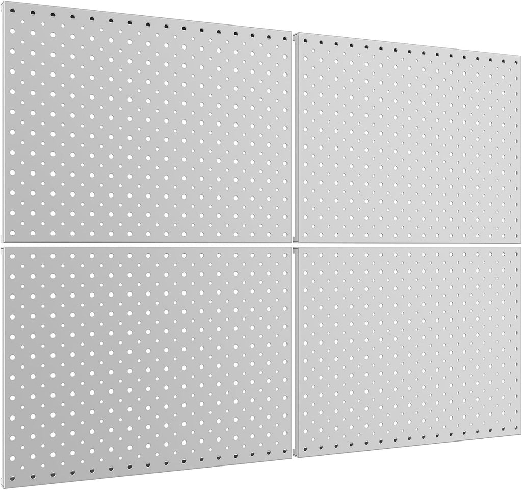 TORACK 4Pcs 12"x16" Metal Pegboard Panels for Garage, Workbench, Shop, Shed Tool Organizer Peg Board with 1/8" & 1/4" Holes, Modular Wall-Mounted Pegboard for Pegboard Hooks (Grey)