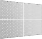TORACK 4Pcs 12"x16" Metal Pegboard Panels for Garage, Workbench, Shop, Shed Tool Organizer Peg Board with 1/8" & 1/4" Holes, Modular Wall-Mounted Pegboard for Pegboard Hooks (Grey)