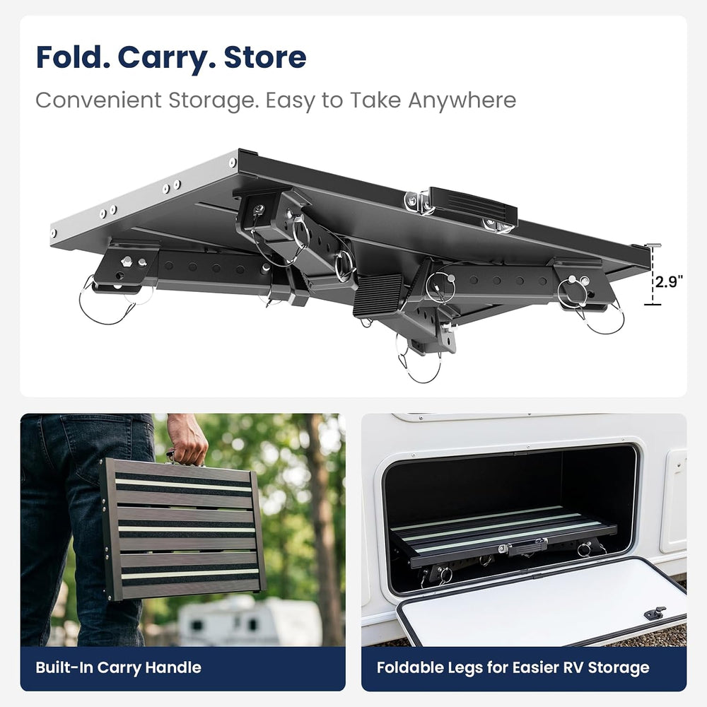 Safoner Heavy Duty Large RV Step Stool, Camper Adjustable Folding Steps