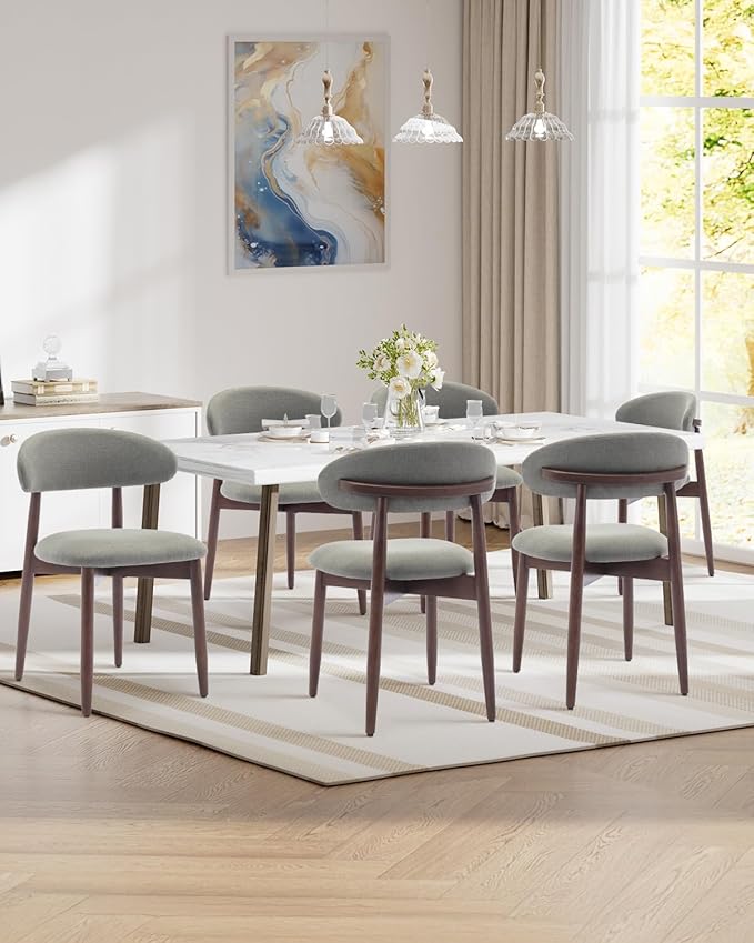 Dining Room Chairs Set of 4, Upholstered Farmhouse Dining Chairs, Modern Fabric Kitchen Chairs with Solid Wood Leg,Green