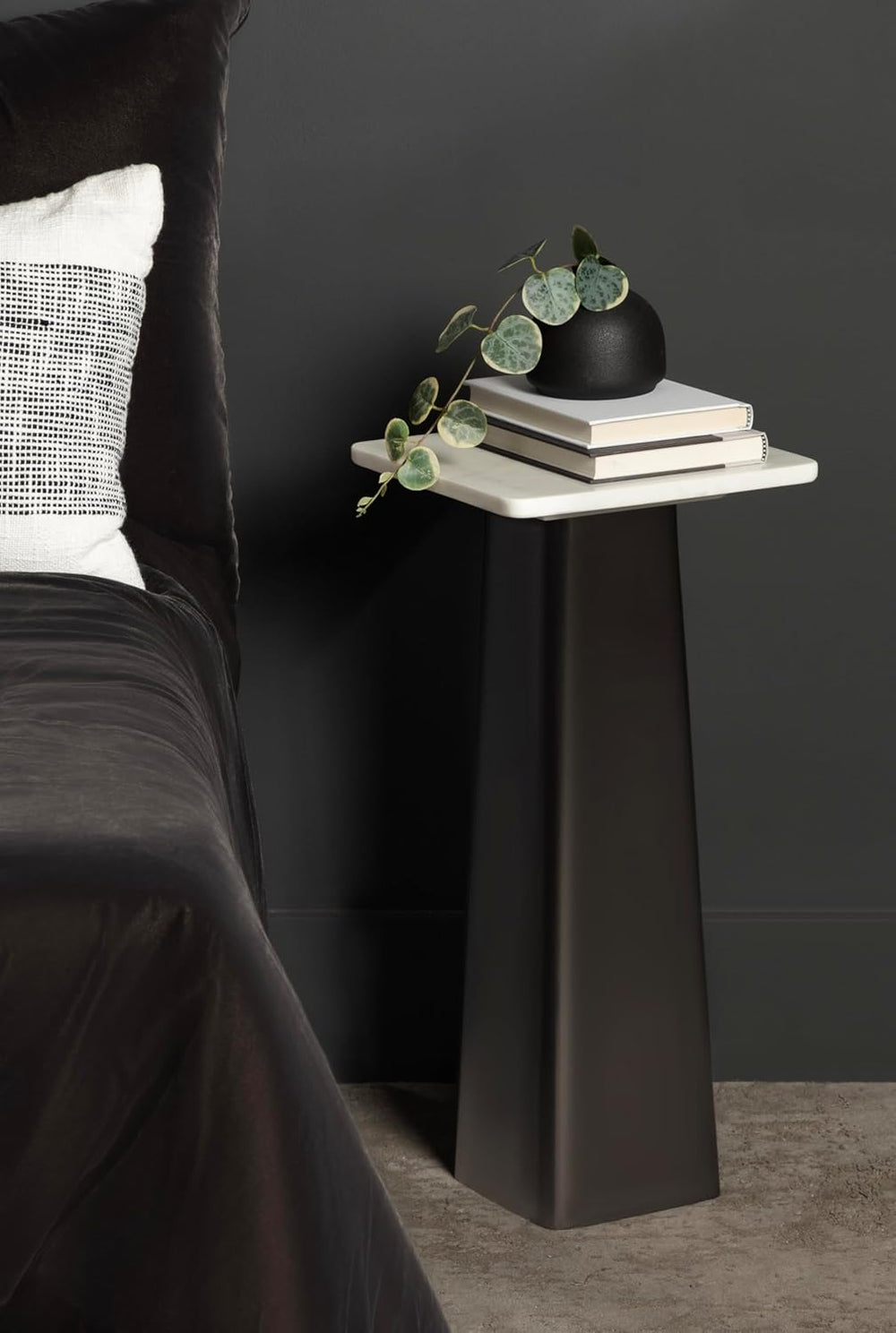 Kate and Laurel Quinley Modern Square Marble Drink Table, 10 x 10 x 22, White...