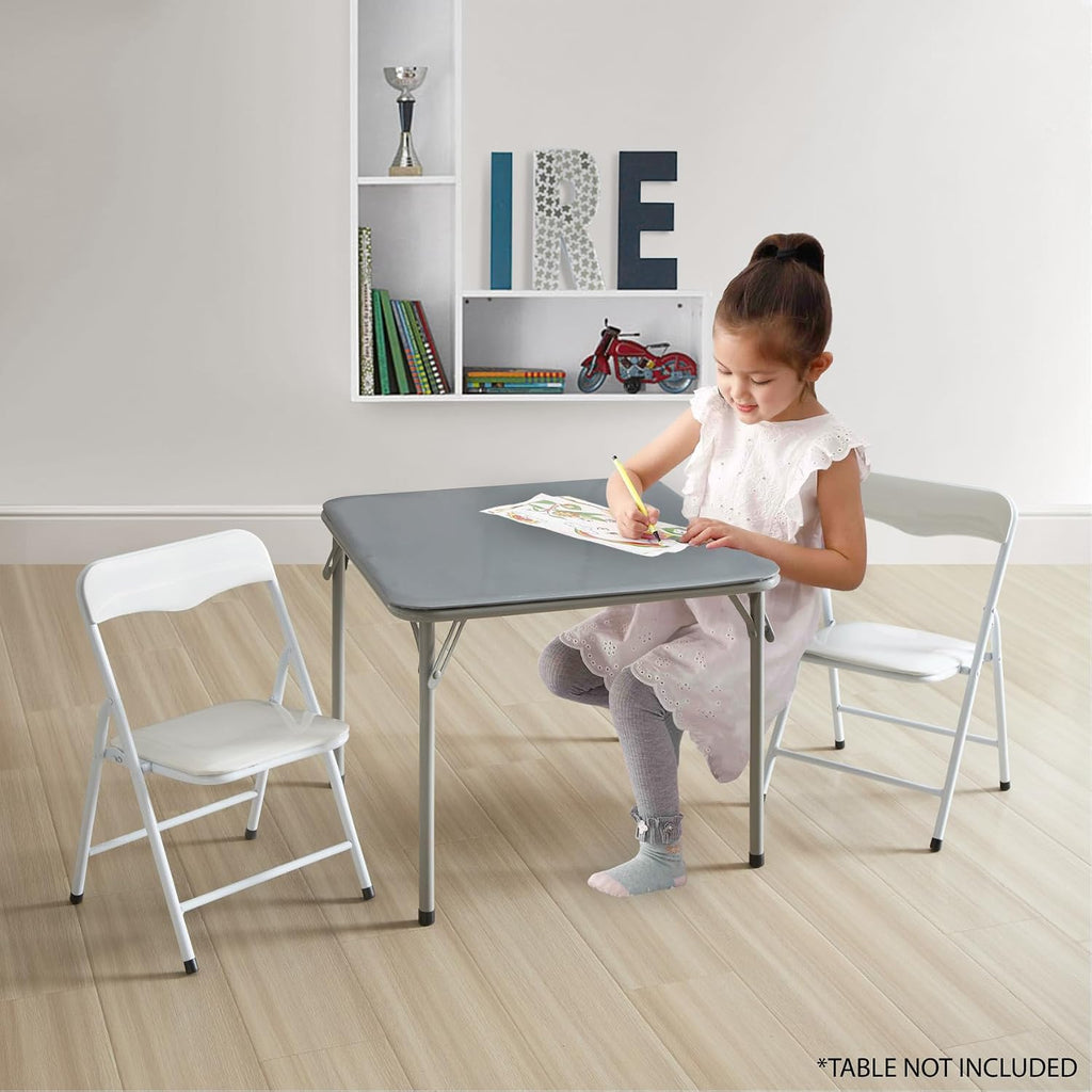Heritage Kids Padded Folding Chair for Kids, Set of 2, White, Ages 3+