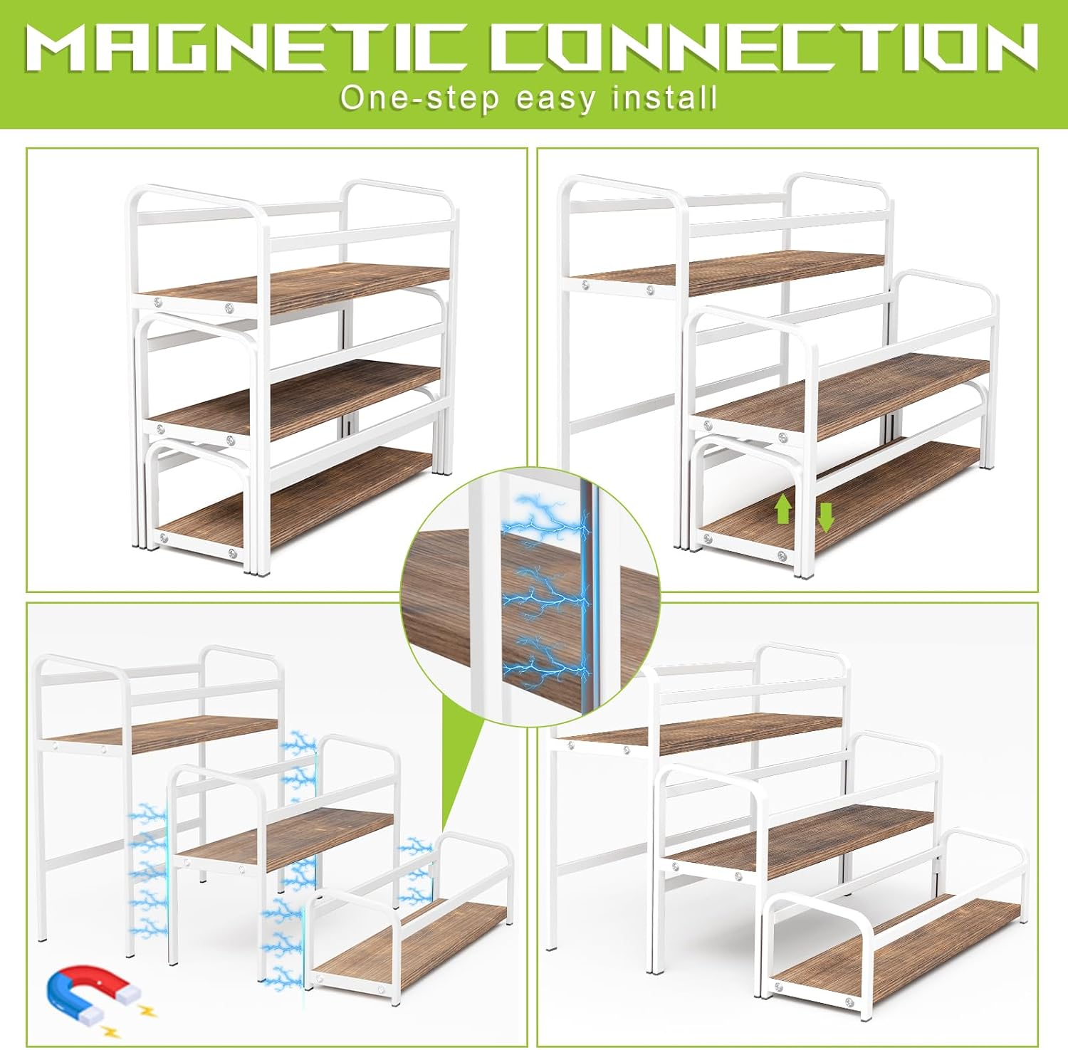 3-Tier Coffee Syrup Rack for Countertop, Large Capacity 12-Bottles Syrup Stand with Wood Shelf & Metal Frame for Coffee Bar, Premium White Coffee Organizer Station/Wine Rack for Kitchen Storage