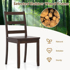 COSTWAY Wooden Dining Chairs Set of 4, Mid-Century Modern Armless Kitchen Side Chairs with Curved Backrest and Rubber Wood Legs for Home Dining Room, Kitchen, Restaurant (Brown)