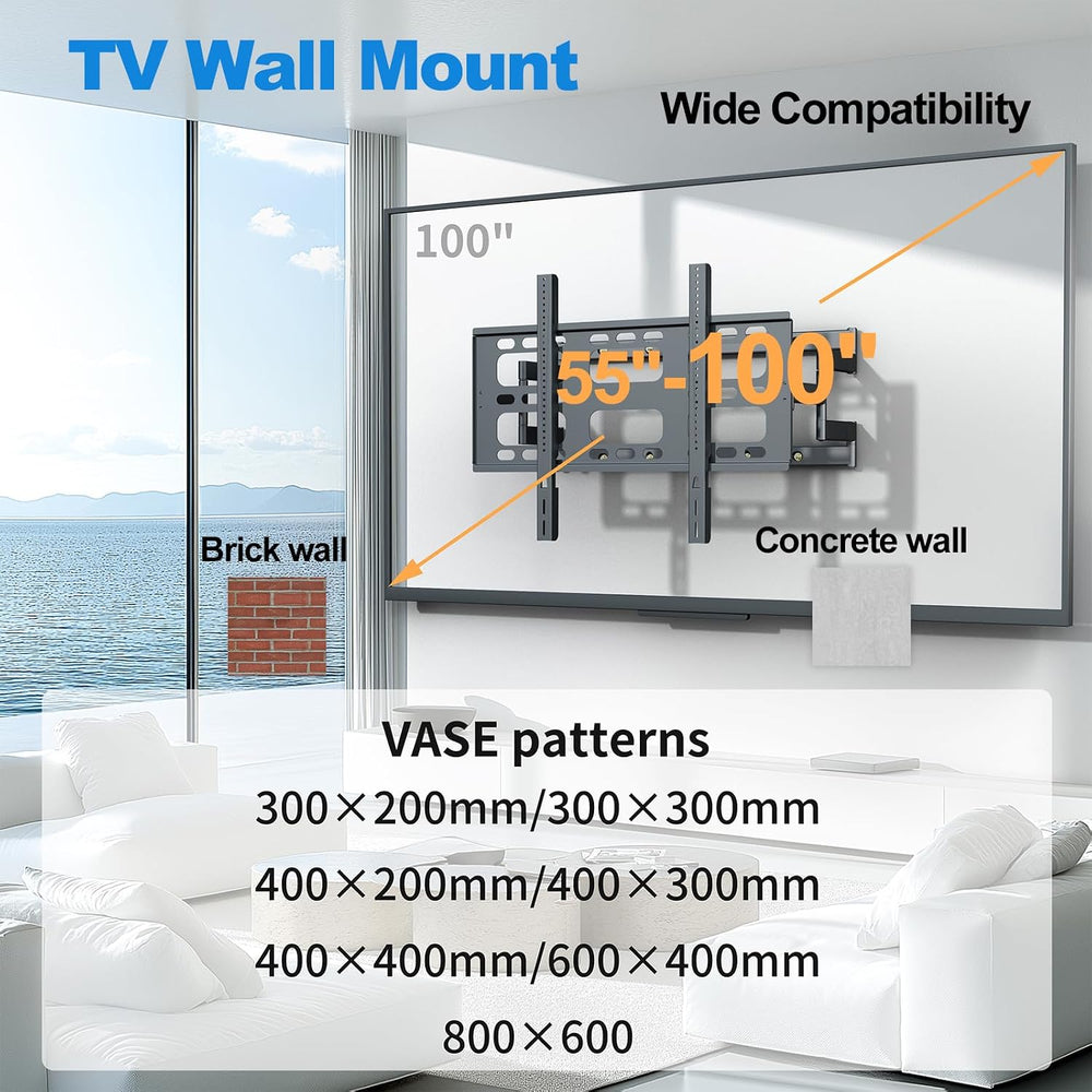TV Wall Mount for 55-100 Inch TVs, Holds up to 264 lbs | Heavy Duty TV Mount ...