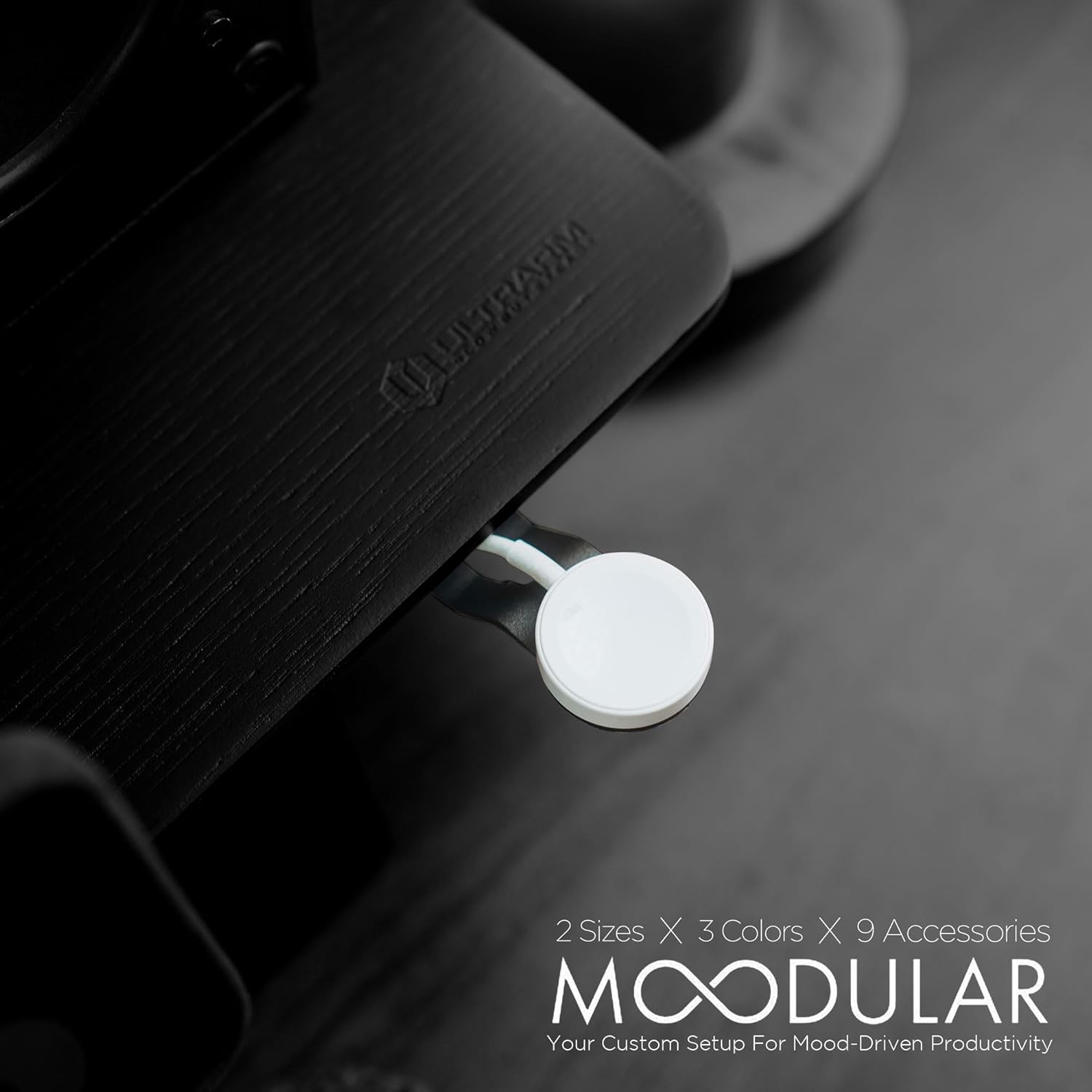 Moodular Add-ons Watch Stand for Smart Watch (Charger Not Included) [Accessory Only - Requires Moodular Wooden Monitor Stand Slide Rails for Use] Black MSA-WS