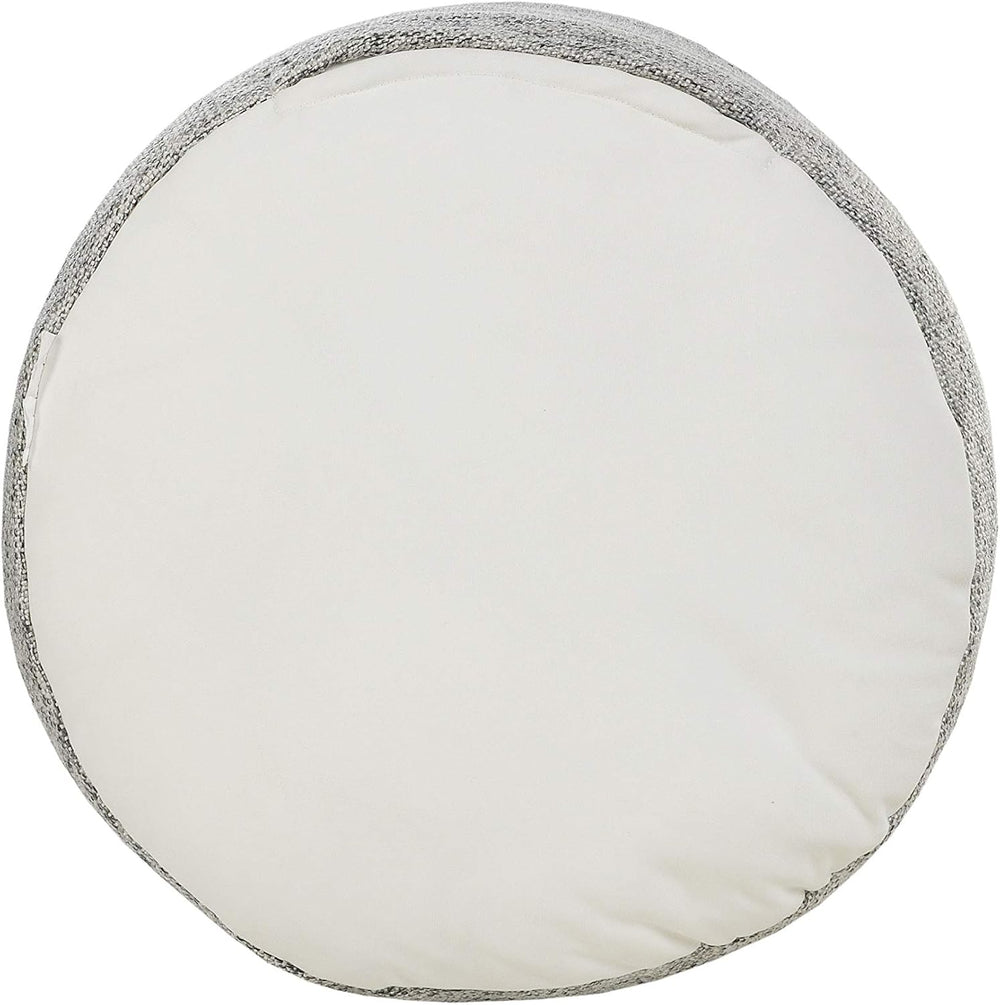 LR Home Ox Bay Farmhouse Triple Stripe Indoor Outdoor Pouf, Gray/White, 18&qu...