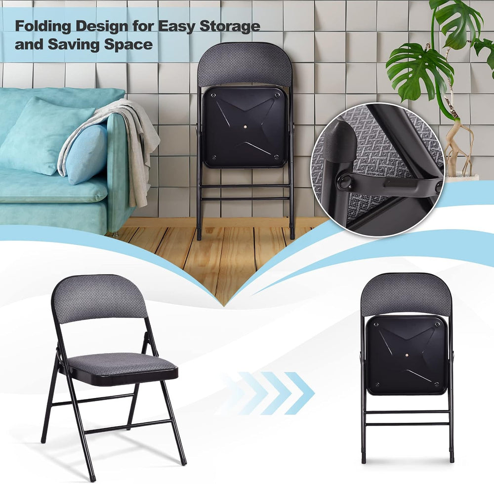 GOFLAME 6 Pack Folding Chairs, Fabric Dining Chair Set with Padded Seat &...
