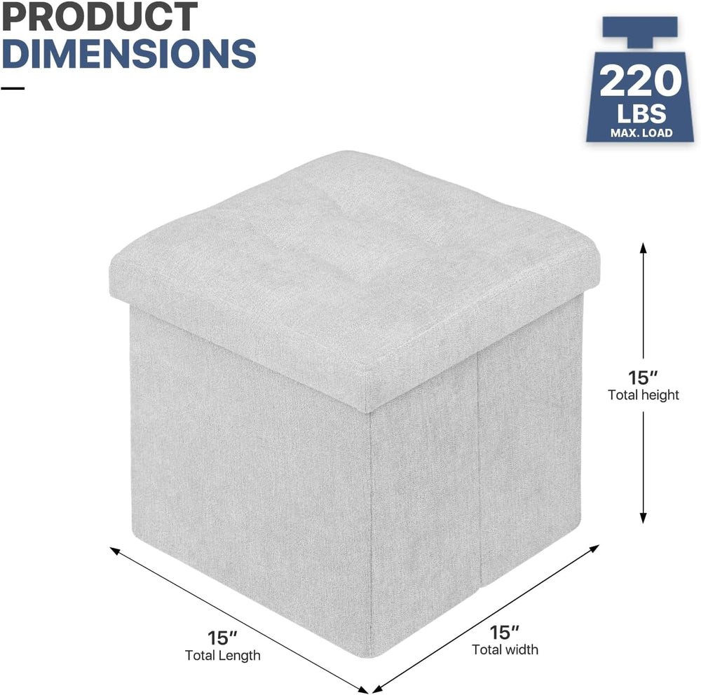 MoNiBloom 15 Inches Storage Ottoman Cube, Folding Square Foot Rest Stool, Sma...