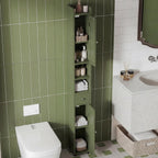 ChooChoo Narrow Bathroom Storage Cabinet with Adjustable Shelves and Drawer | Tall Slim Storage Cabinet, Freestanding Cupboard for Small Spaces, Green