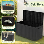 TARKARI 100 Gallon Lockable Resin Deck Box, Waterproof & UV-Resistant Outdoor Storage Box for Outdoor Cushion Storage, Garden Tools & Pool Accessories Storage, Black