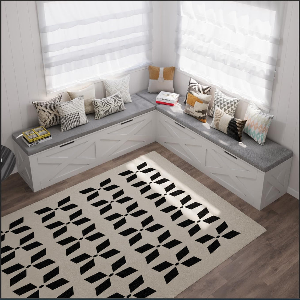 Bobve L-Shape Storage Bench with Cushion, Backless Corner Dining Bench, Kitch...