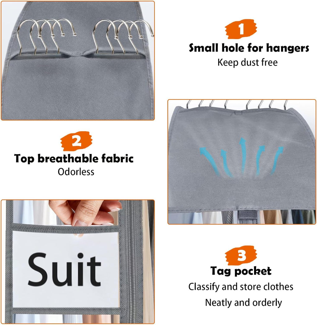Clear Garment Bags for Hanging Clothes 10" Side Gusset, Suit Bags for Closet Storage, Suit Cover for Shirts Coats Dresses (24"X42"X10" 3Pack)