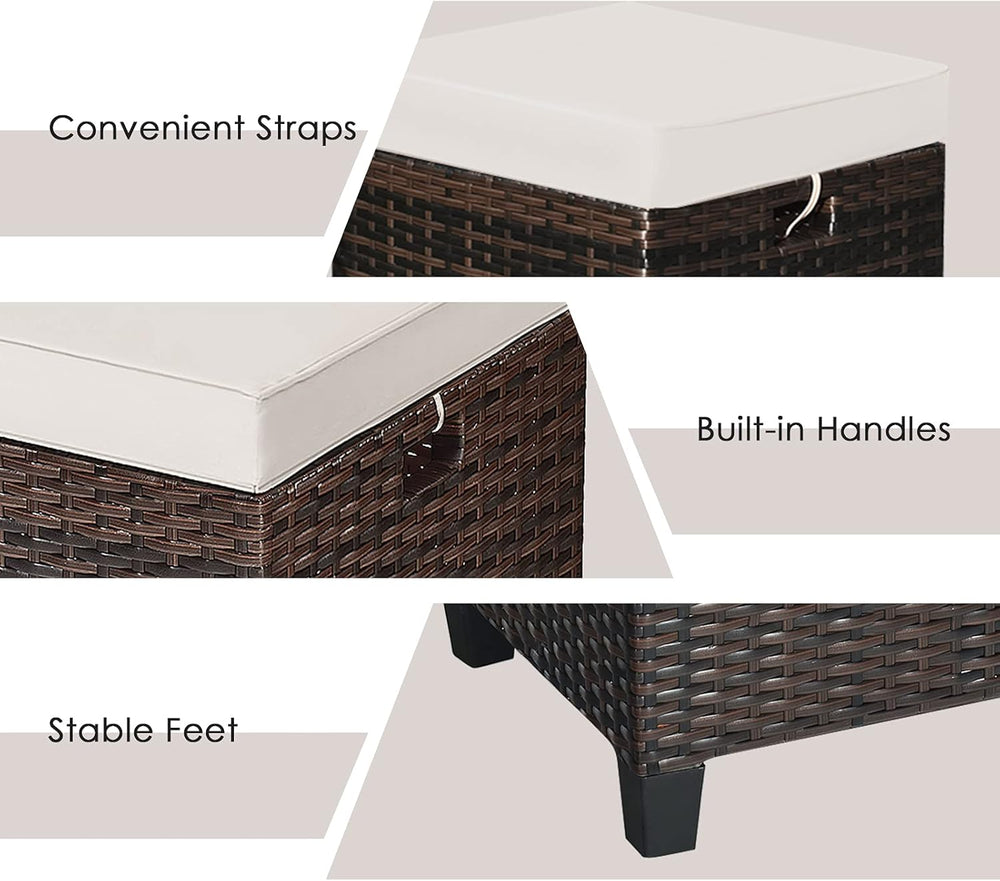 RELAX4LIFE 2-Piece Patio Ottoman Set - Wicker Footstools, All Weather PE Ratt...