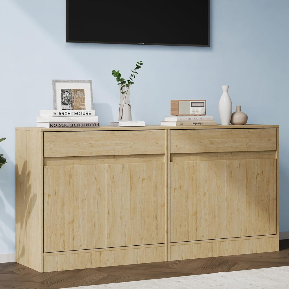 Housoul Buffet Cabinet with 2 Doors and Drawer, Coffee Bar Cabinet with Adjus...