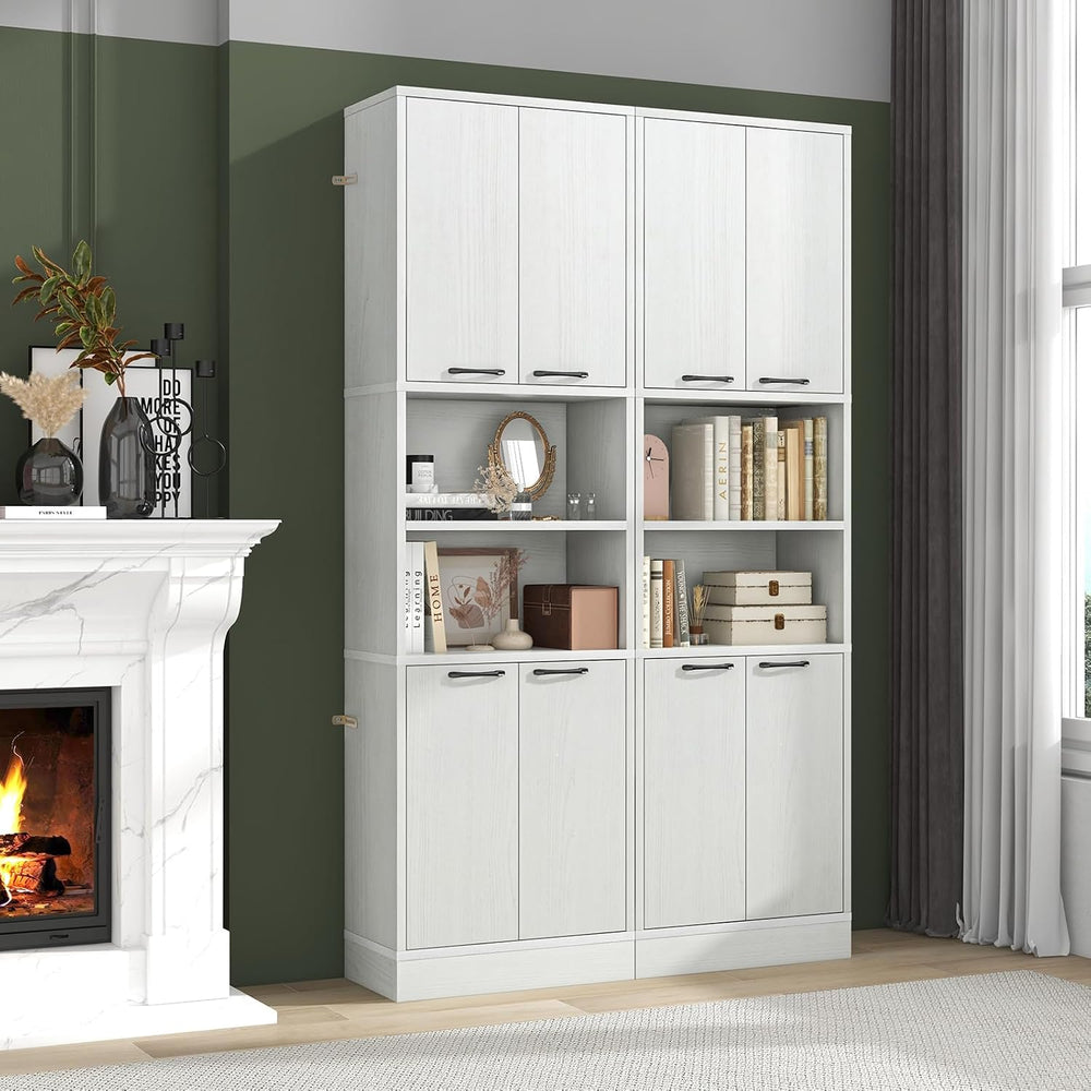 TANGZON 190CM Tall Kitchen Cupboard, 4-Door Storage Cabinet with Enclosed Cab...