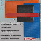 OmniWall 16" x 32" Metal Pegboard Panel 4-Pack for Garage & Home Wall Storage Organization System (Orange)